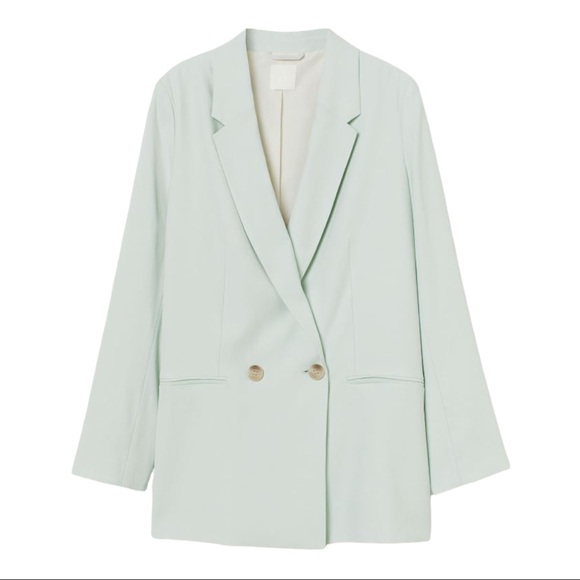 H\u0026M Jackets \u0026 Coats | H\u0026M Double Breasted Mint Green Blazer Jacket | Color: Green | Size: M | Tsendu's Closet